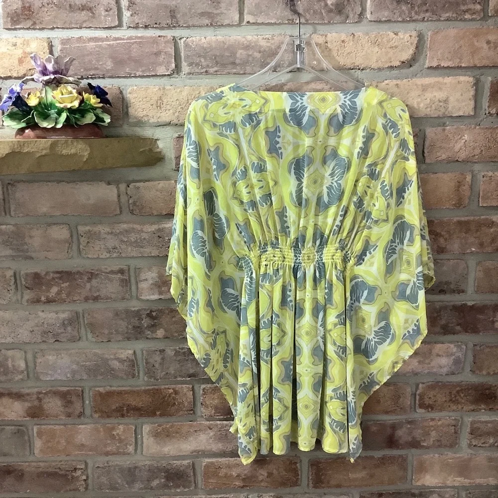 NEW YORK & COMPANY Sheer Butterfly Print Embellished Top 164